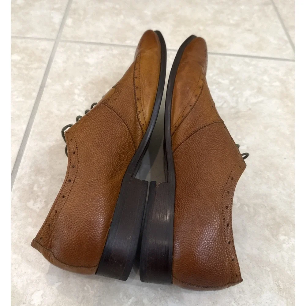 Carrucci Wingtip Cognac Brown Caviar Dress Leather Shoes Lace Up Career Business